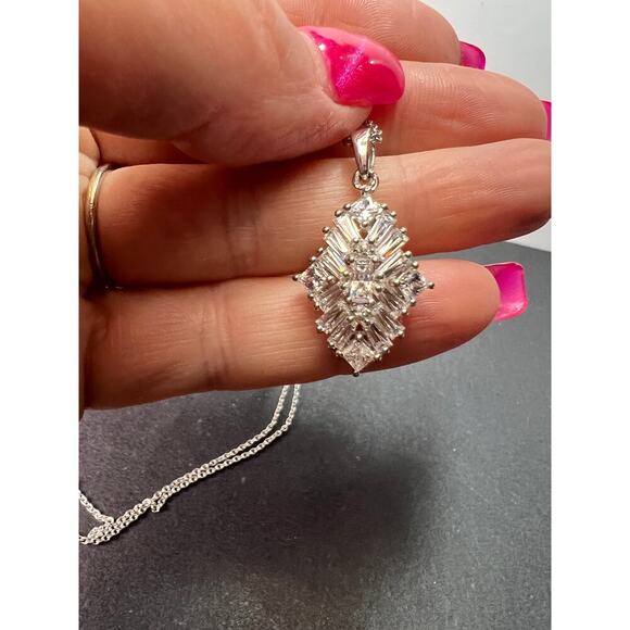 Swarovski zirconia rhodium over sterling silver pendant and chain necklace - Picture 4 of 11
